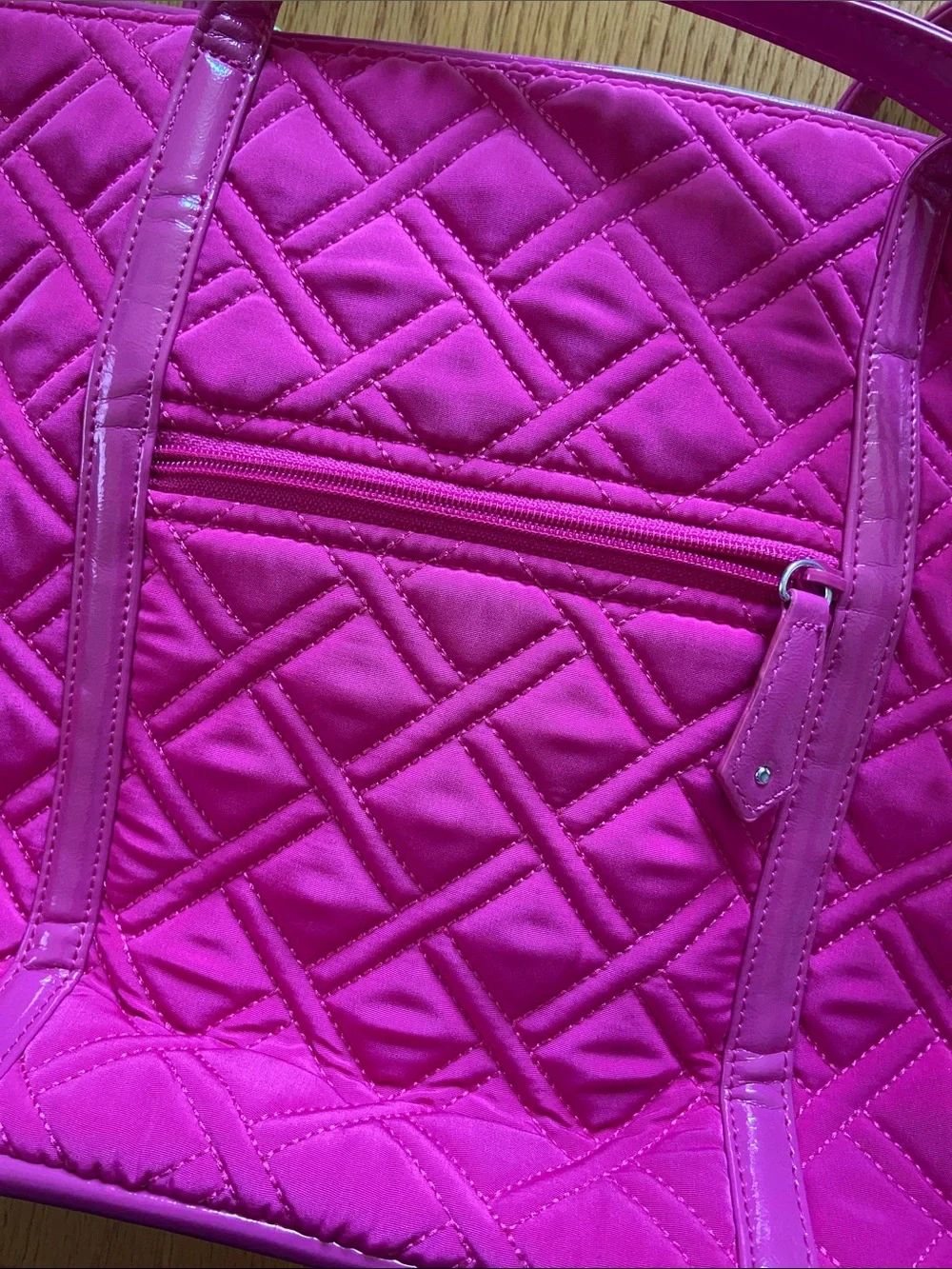 Vera Bradley Fuchsia Small Trimmed Vera Tote Bag